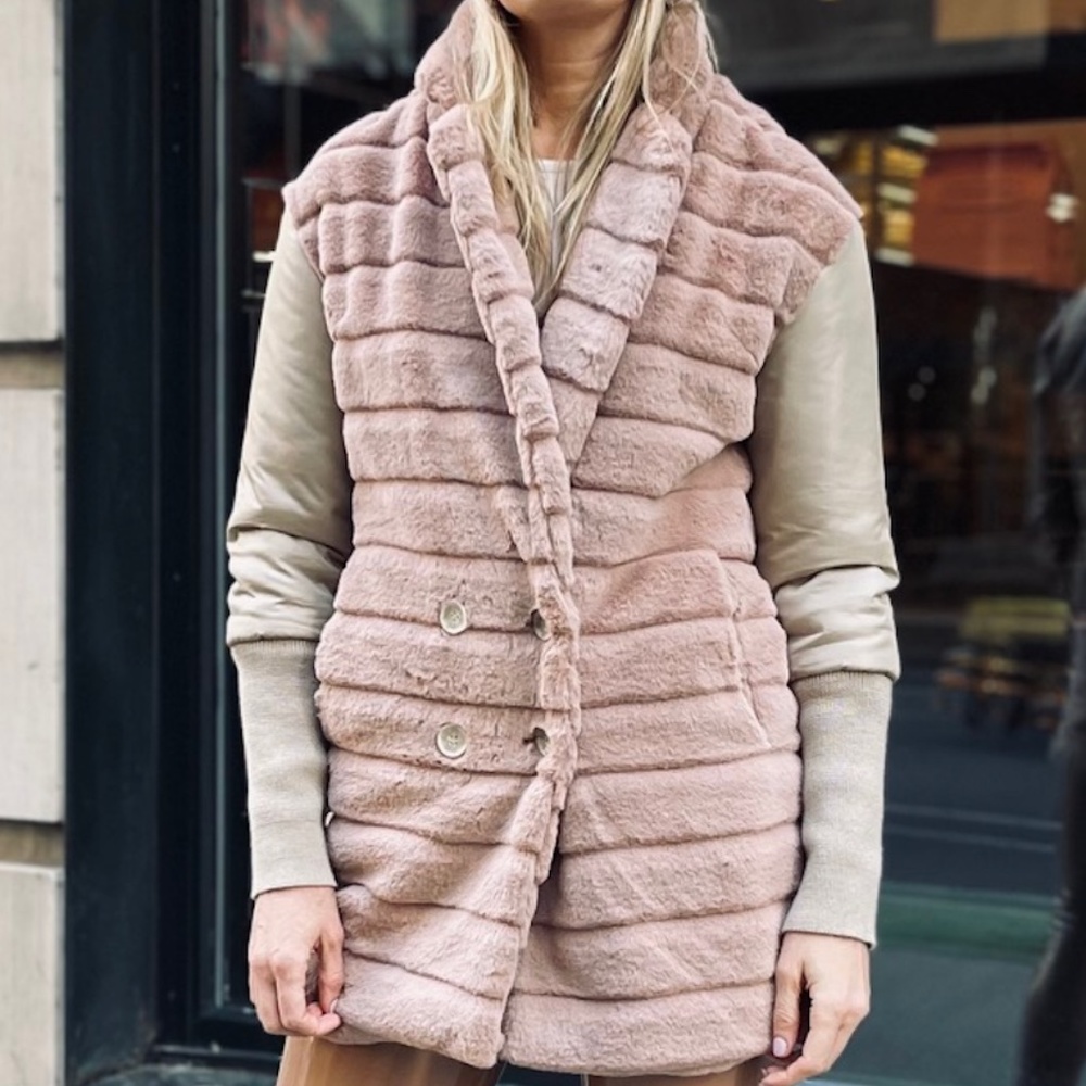 Faux Fur Plush Pea Coat